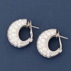 7.04ctw Round Brilliant Cut Diamond Cluster Hoop Earrings
