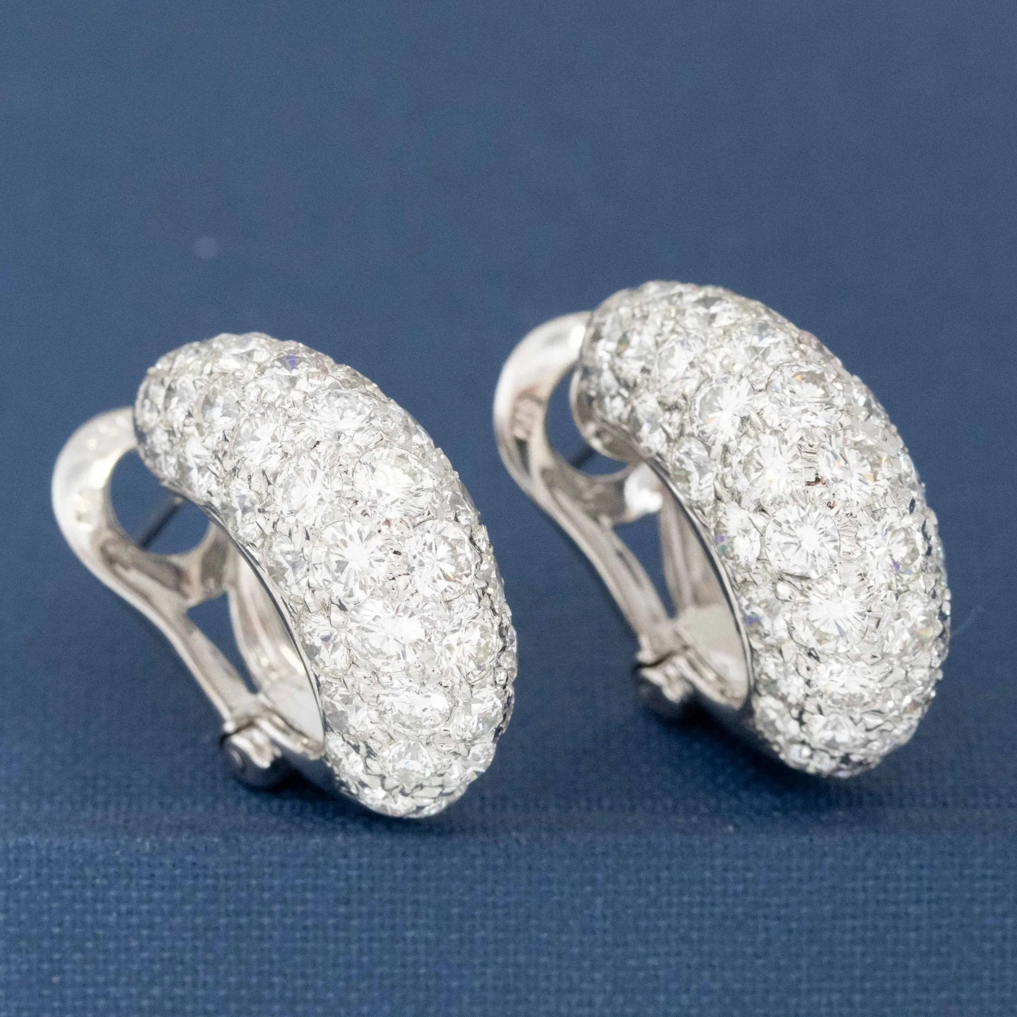 7.04ctw Round Brilliant Cut Diamond Cluster Hoop Earrings