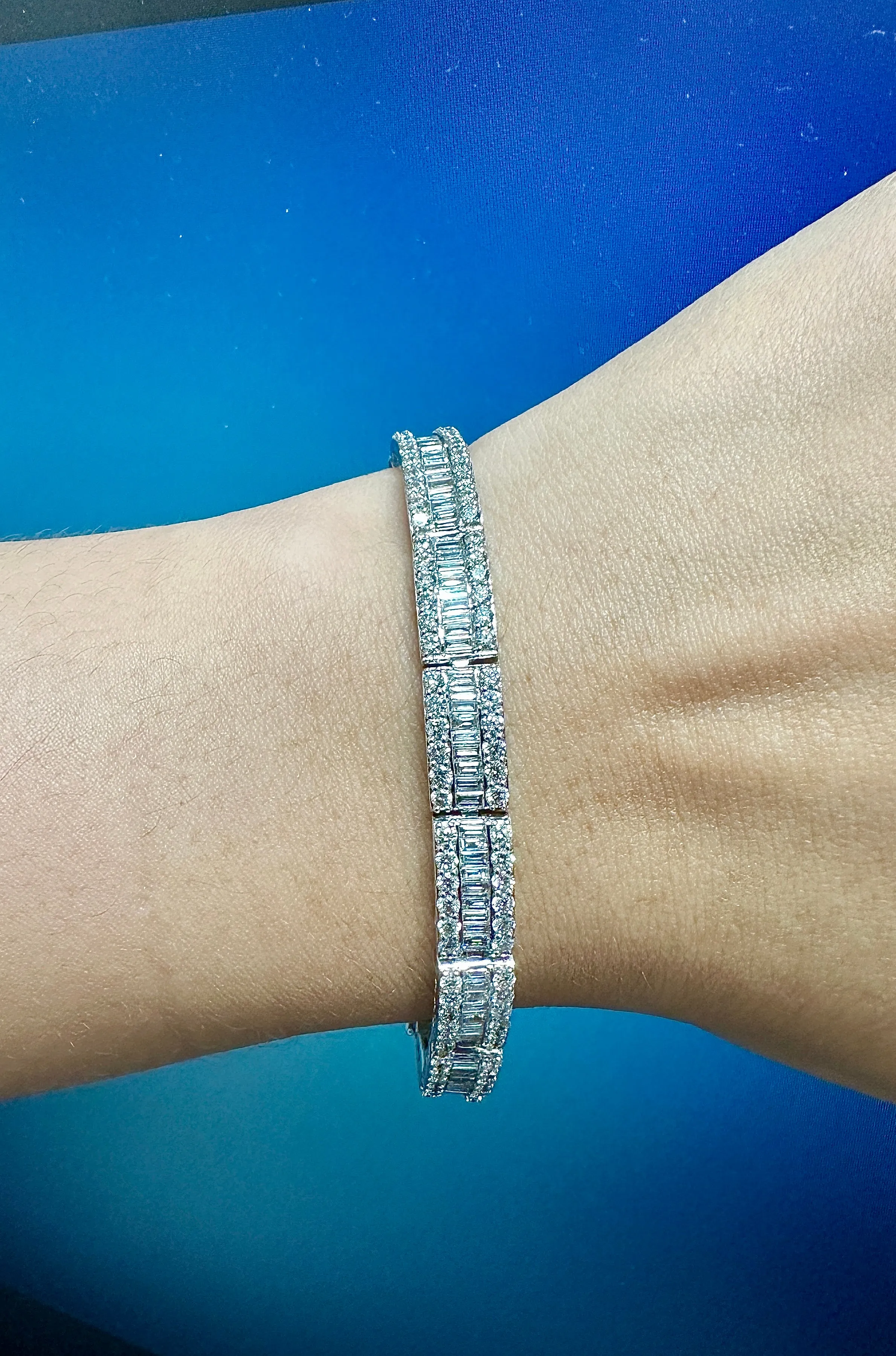 7.10 Carat Natural Diamond Bracelet F-G VS-SI 14K White Gold 7''