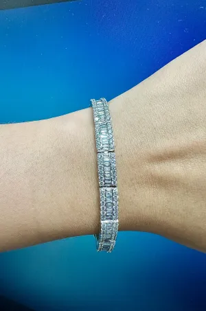 7.10 Carat Natural Diamond Bracelet F-G VS-SI 14K White Gold 7''