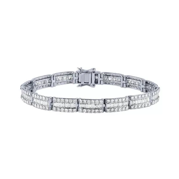 7.10 Carat Natural Diamond Bracelet F-G VS-SI 14K White Gold 7''