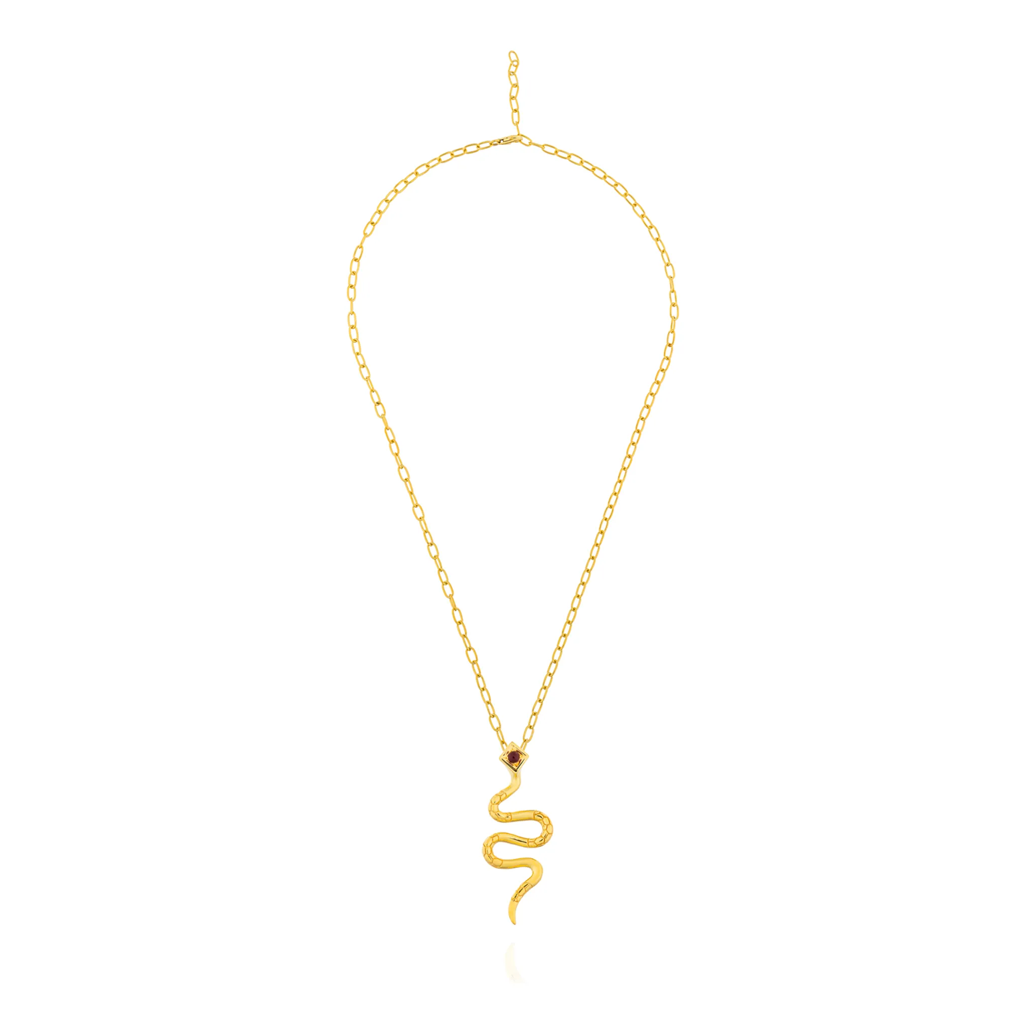 925 Silver Serpentine Necklace with Ruby