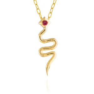 925 Silver Serpentine Necklace with Ruby