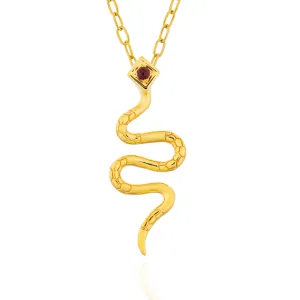 925 Silver Serpentine Necklace with Ruby