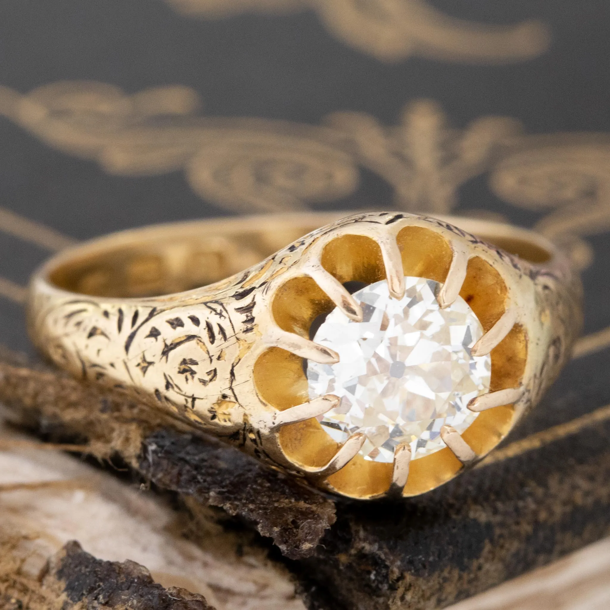 .95ct Victorian Old European Cut Diamond Belcher Solitaire