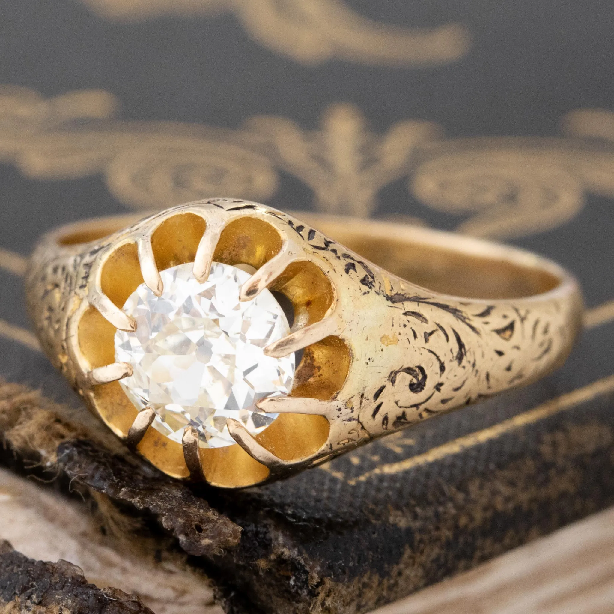 .95ct Victorian Old European Cut Diamond Belcher Solitaire