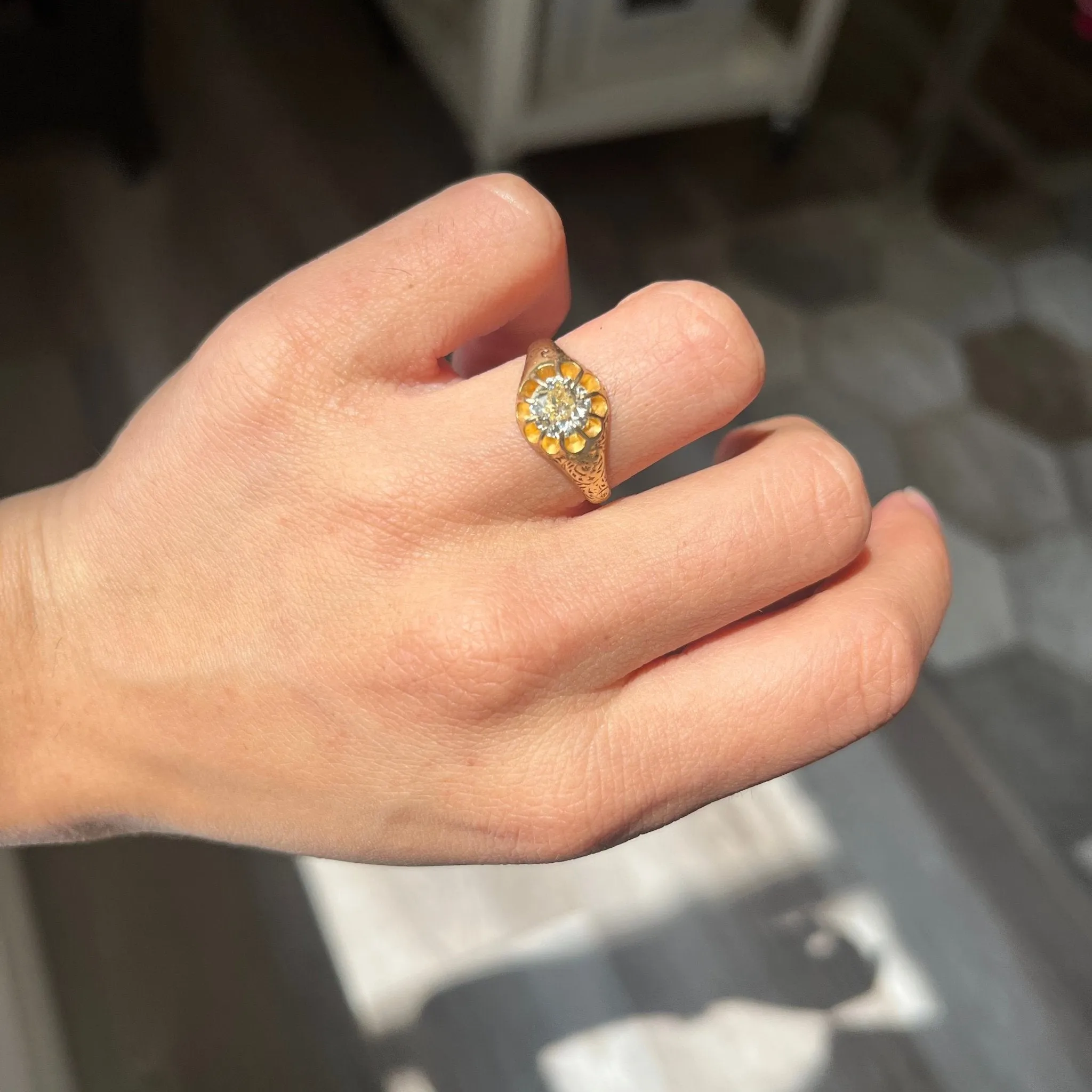 .95ct Victorian Old European Cut Diamond Belcher Solitaire