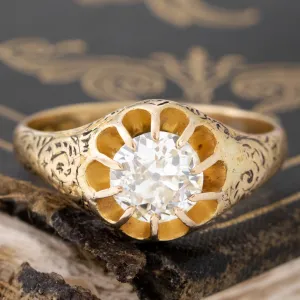 .95ct Victorian Old European Cut Diamond Belcher Solitaire
