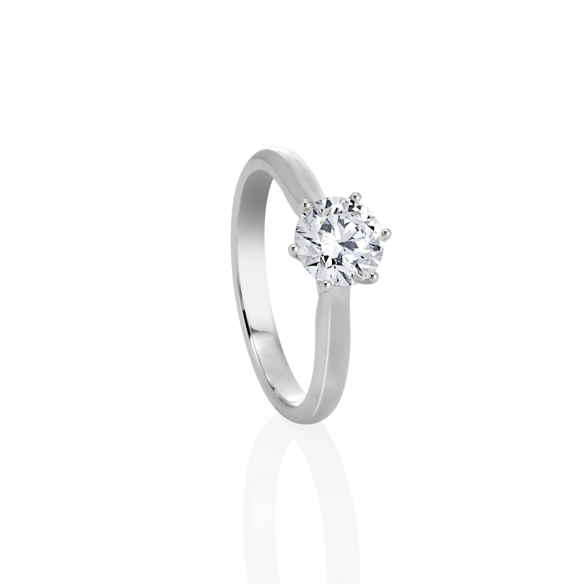 9ct White Gold 1.0ct Round Brilliant Lab Grown Diamond Solitaire Engagement Ring