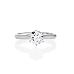 9ct White Gold 1.0ct Round Brilliant Lab Grown Diamond Solitaire Engagement Ring
