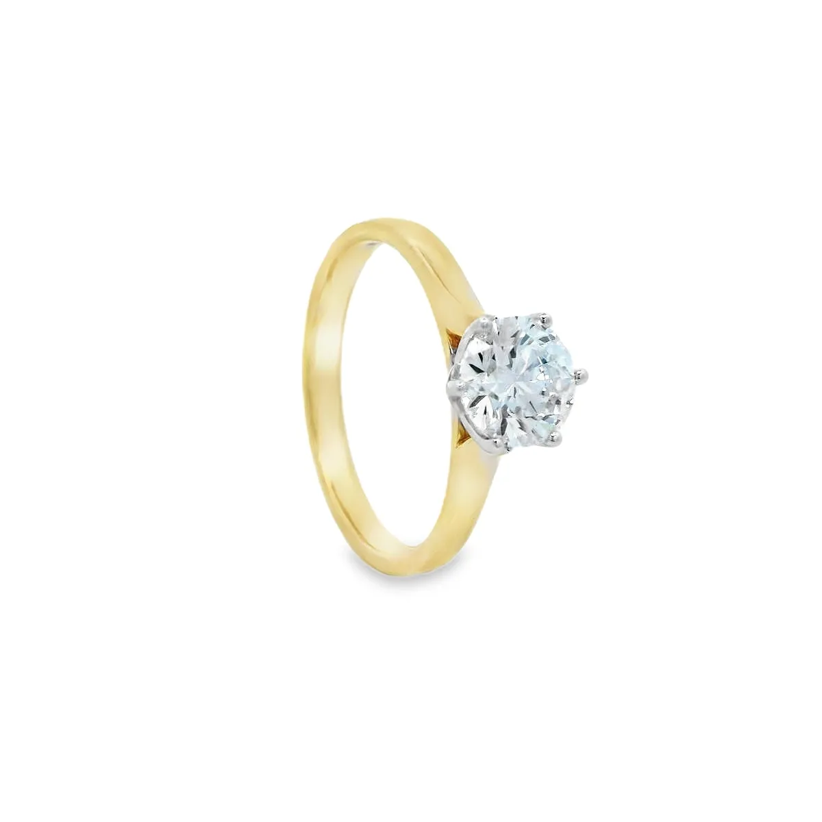 9ct Yellow and White Gold Round Brilliant Lab Grown Diamond Solitaire Ring 1.03ct TDW