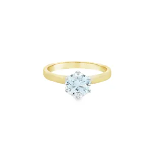 9ct Yellow and White Gold Round Brilliant Lab Grown Diamond Solitaire Ring 1.03ct TDW