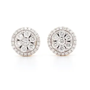 9ct Yellow Gold Diamond Cluster Earrings TDW=0.52ct