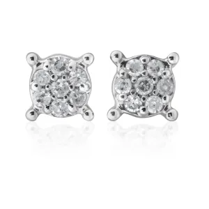 9ct Yellow Gold Diamond Studs with 14 Brilliant Diamonds