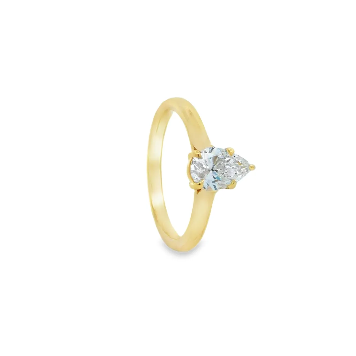 9ct Yellow Gold Pear Cut Lab Grown Diamond Solitaire Ring TDW= 0.75ct R-00387