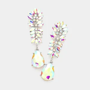 AB Crystal Stone Cluster Dangle Pageant Earrings | Prom Earrings |  470400
