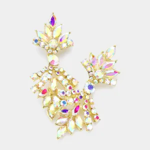 AB Multi Shape Stone Cluster Pageant Earrings on Gold | Pageant Jewelry |  613766