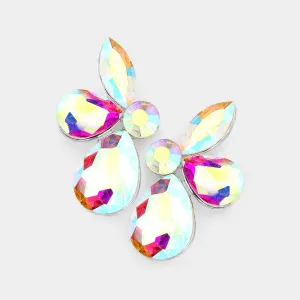 AB Teardrop and Marquise Stone Pageant Earrings on Gold  | Interview Earrings |  563213