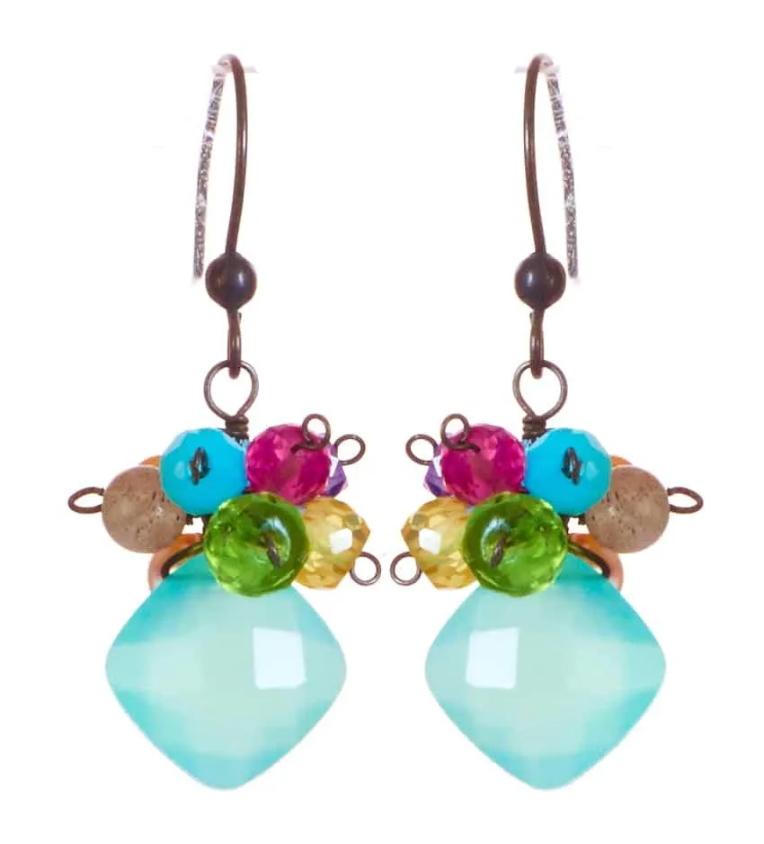 Abby PopArt Oxidized Silver Cluster Earrings