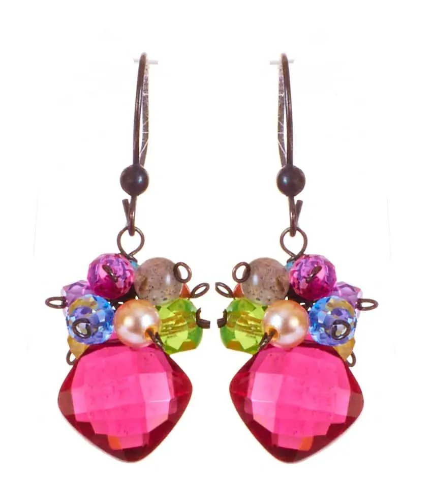 Abby PopArt Oxidized Silver Cluster Earrings