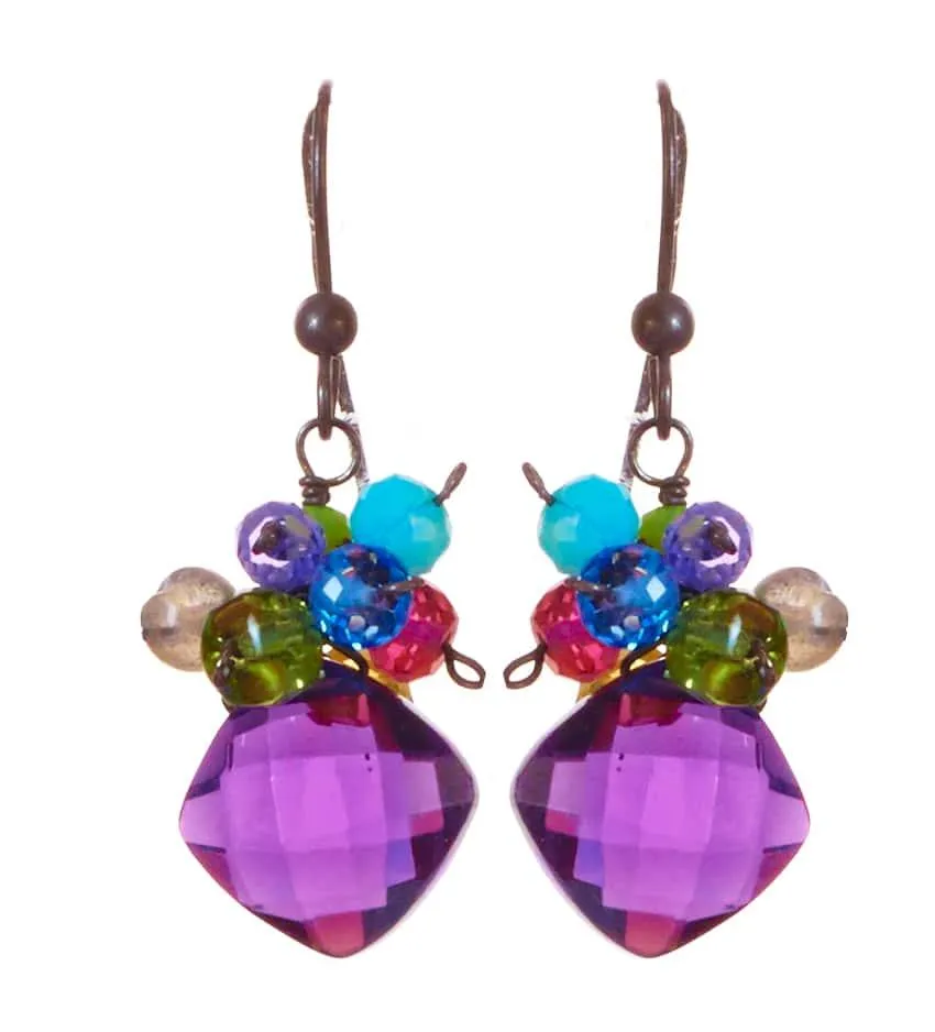 Abby PopArt Oxidized Silver Cluster Earrings