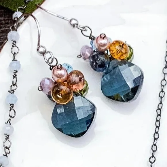 Abby PopArt Oxidized Silver Cluster Earrings