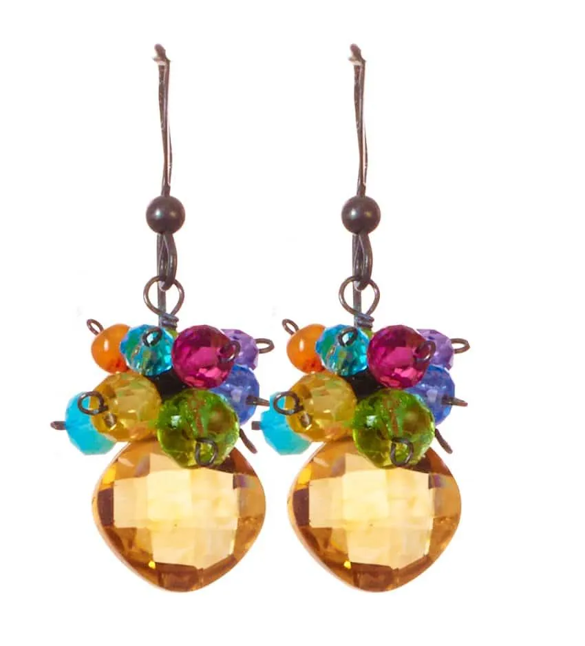 Abby PopArt Oxidized Silver Cluster Earrings