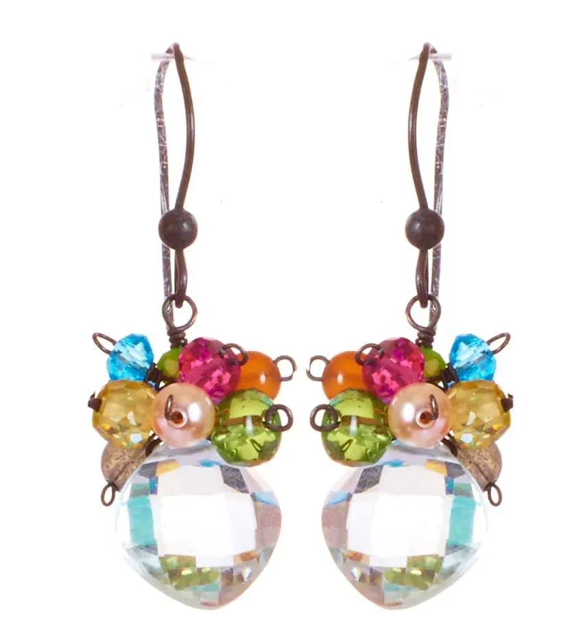 Abby PopArt Oxidized Silver Cluster Earrings