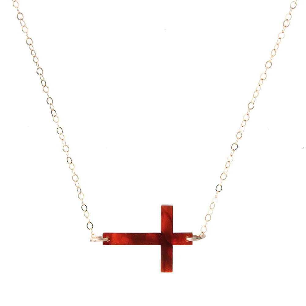 Acrylic Cross Necklace (WS)