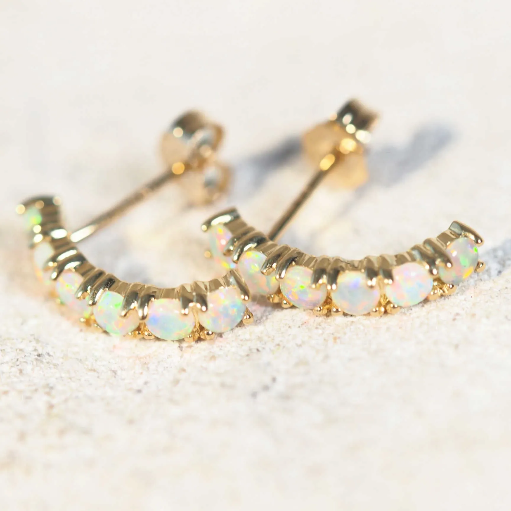 'Adelyn' Crystal Opal Earrings 18ct Gold