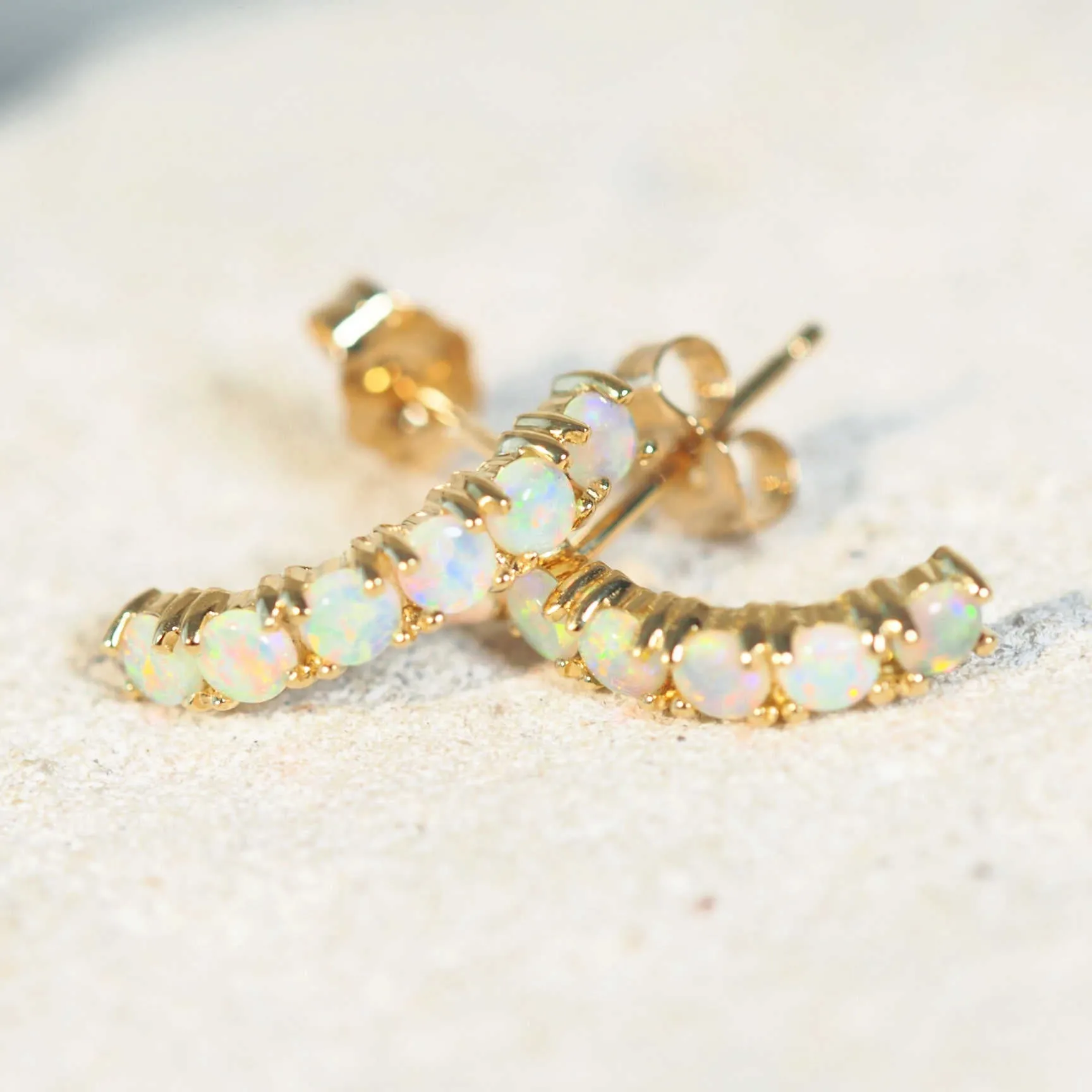 'Adelyn' Crystal Opal Earrings 18ct Gold