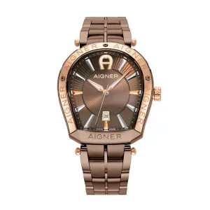 Aigner Rovigo Gents Brown Dial Stainless Steel Brown Rose Gold Watch
