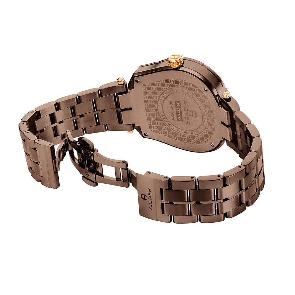 Aigner Rovigo Gents Brown Dial Stainless Steel Brown Rose Gold Watch
