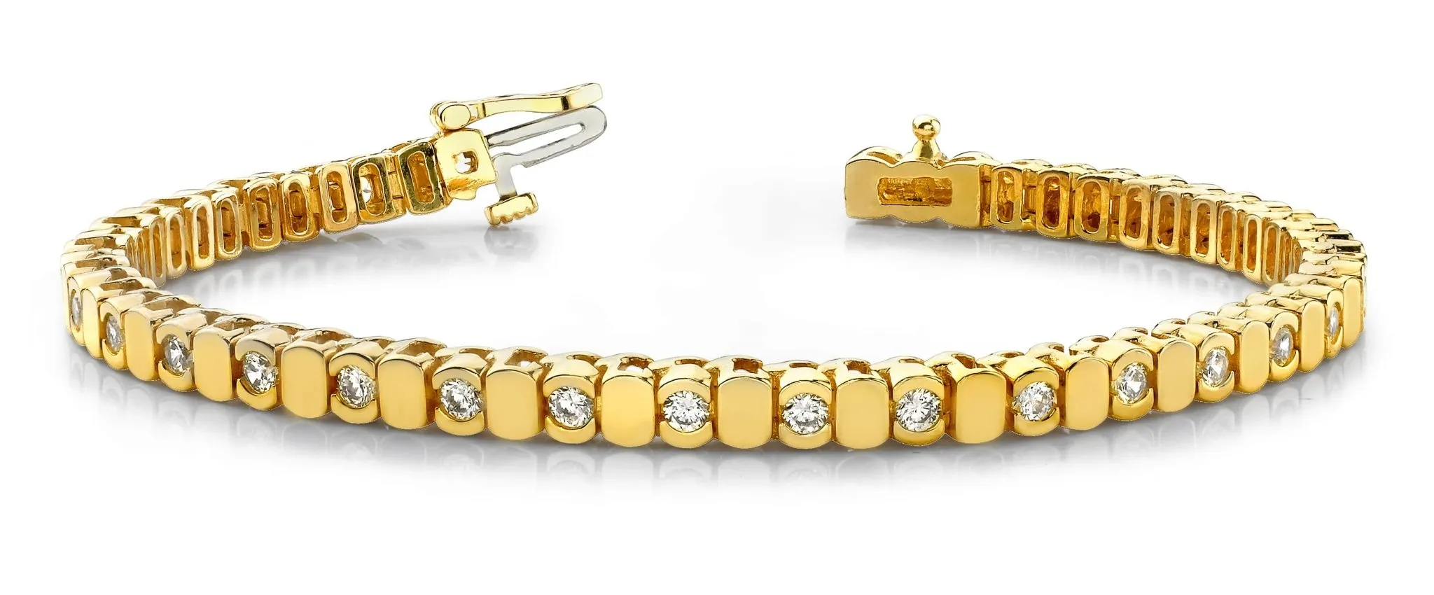 Alternating Bezel Diamond Bracelet with 6.27 ct.(finished) 4.25mm