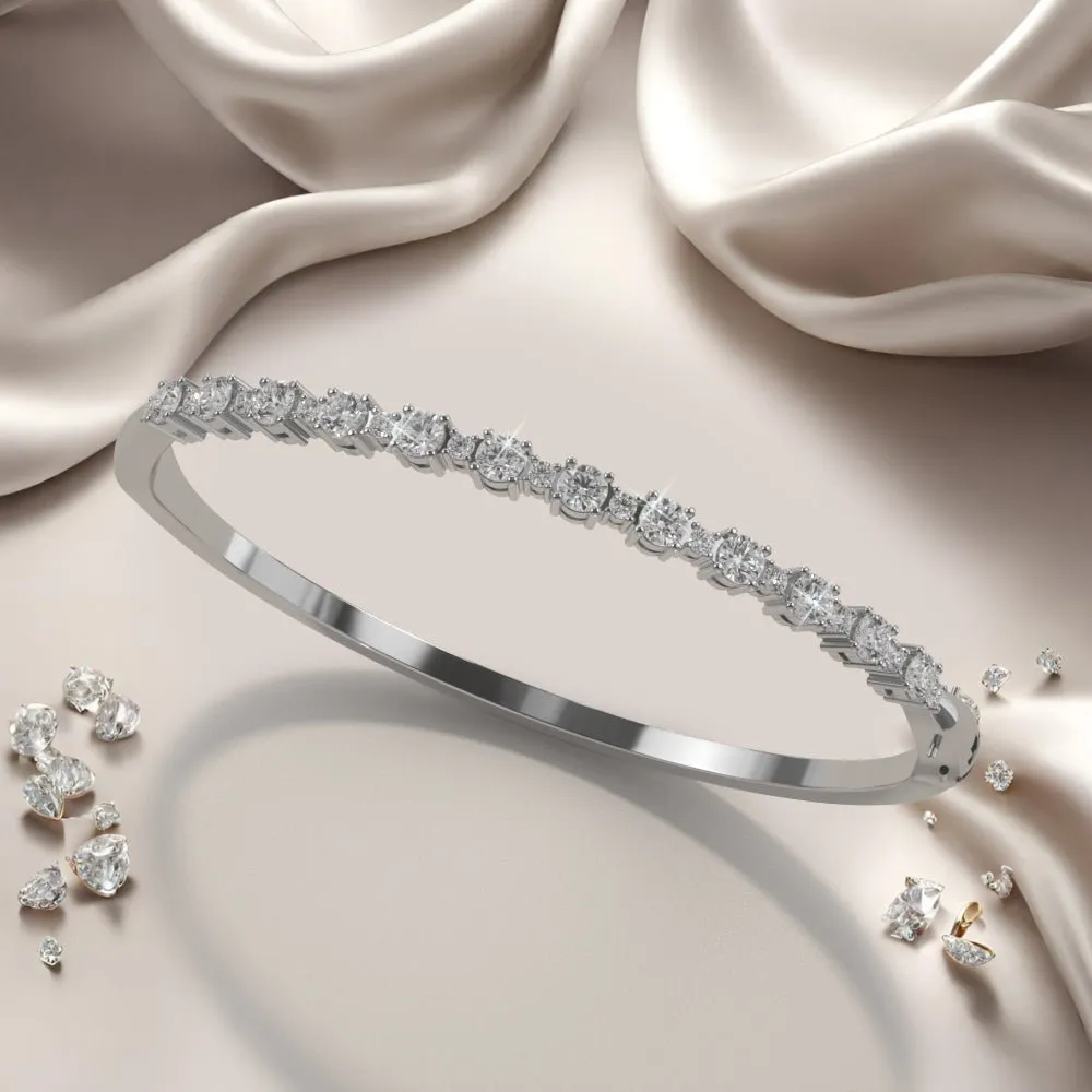 Alternating Diamonds Bangle Diamond  with 1.55 ct.(finished) 1.7mm, 3mm