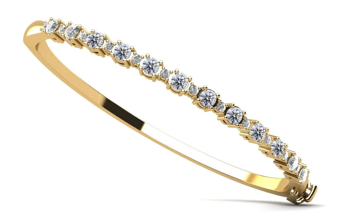 Alternating Diamonds Bangle Diamond  with 1.55 ct.(finished) 1.7mm, 3mm