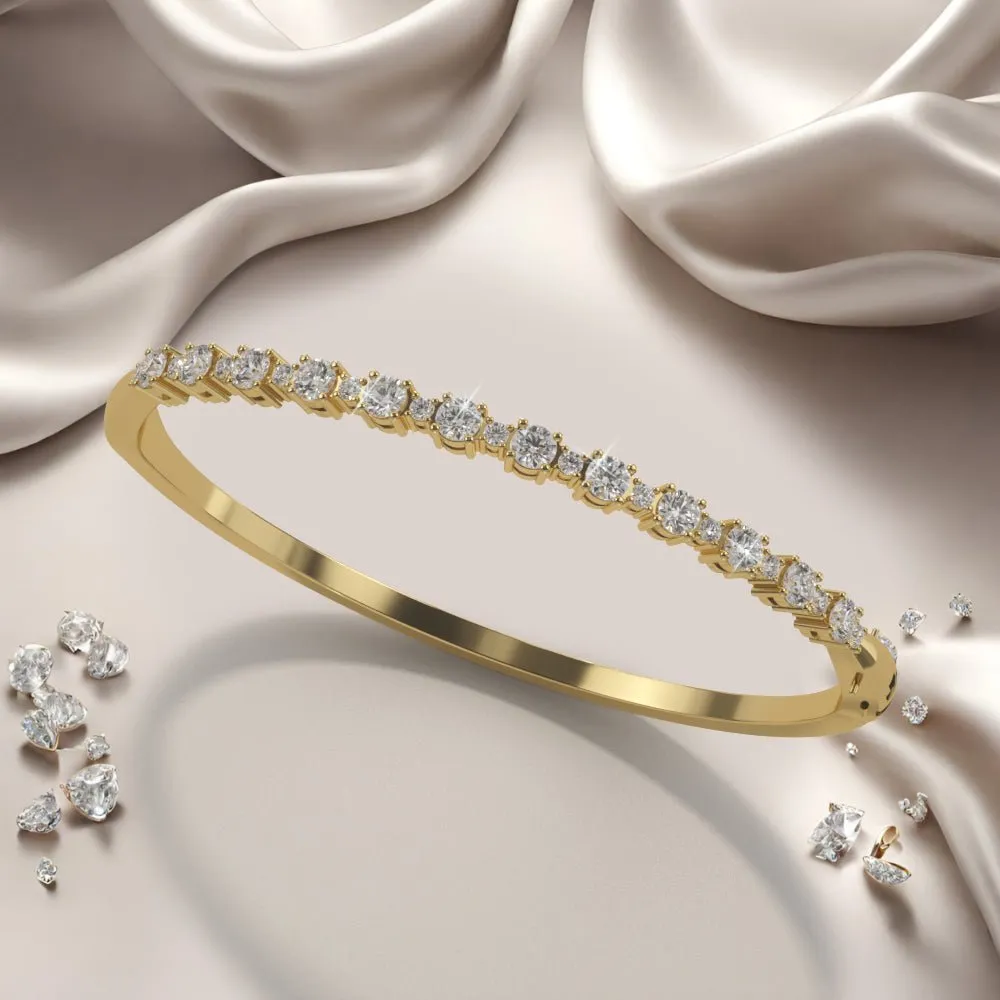Alternating Diamonds Bangle Diamond  with 1.55 ct.(finished) 1.7mm, 3mm
