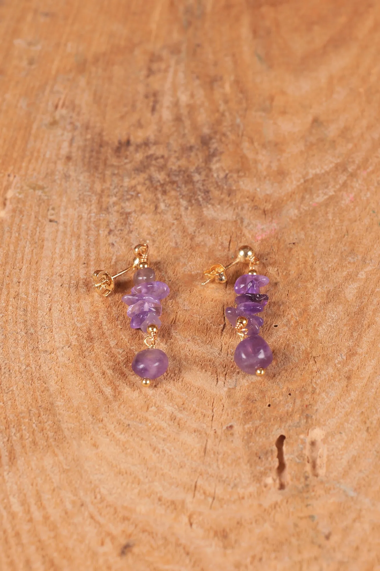 Amethyst Cluster Drop Earrings