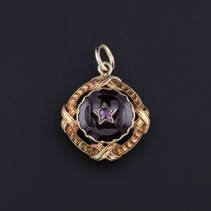 Antique Amethyst Conversion Charm of 18k Gold