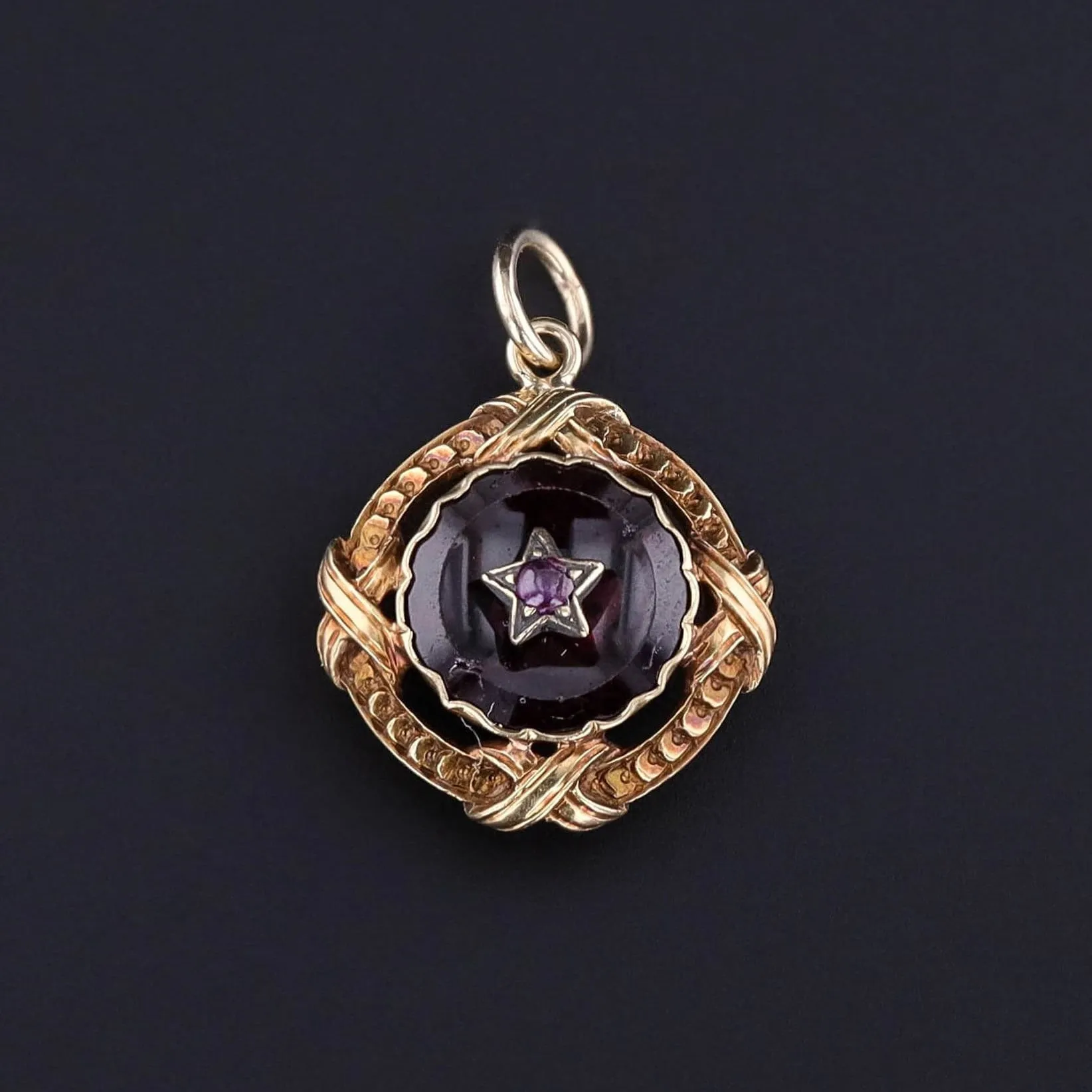 Antique Amethyst Conversion Charm of 18k Gold