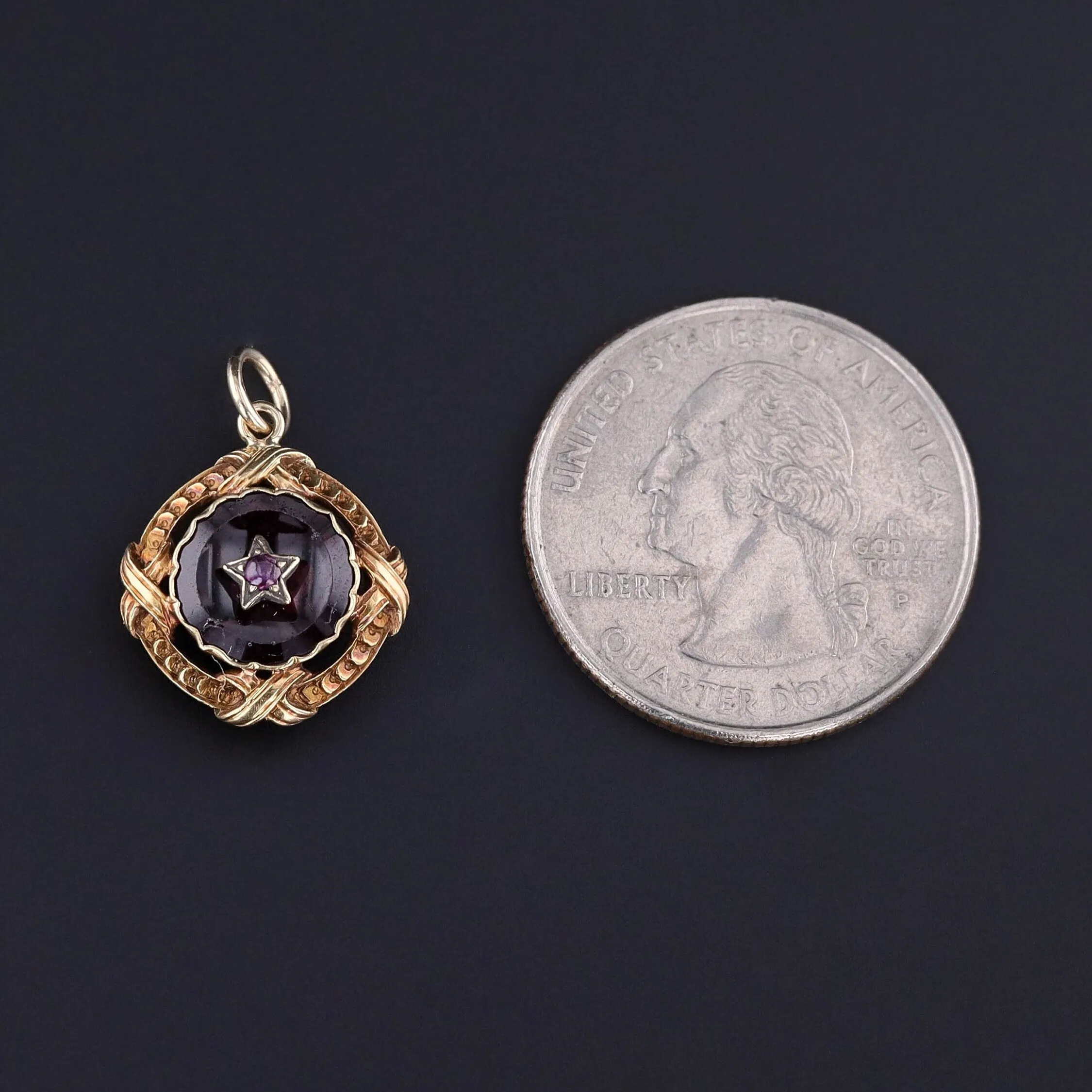 Antique Amethyst Conversion Charm of 18k Gold