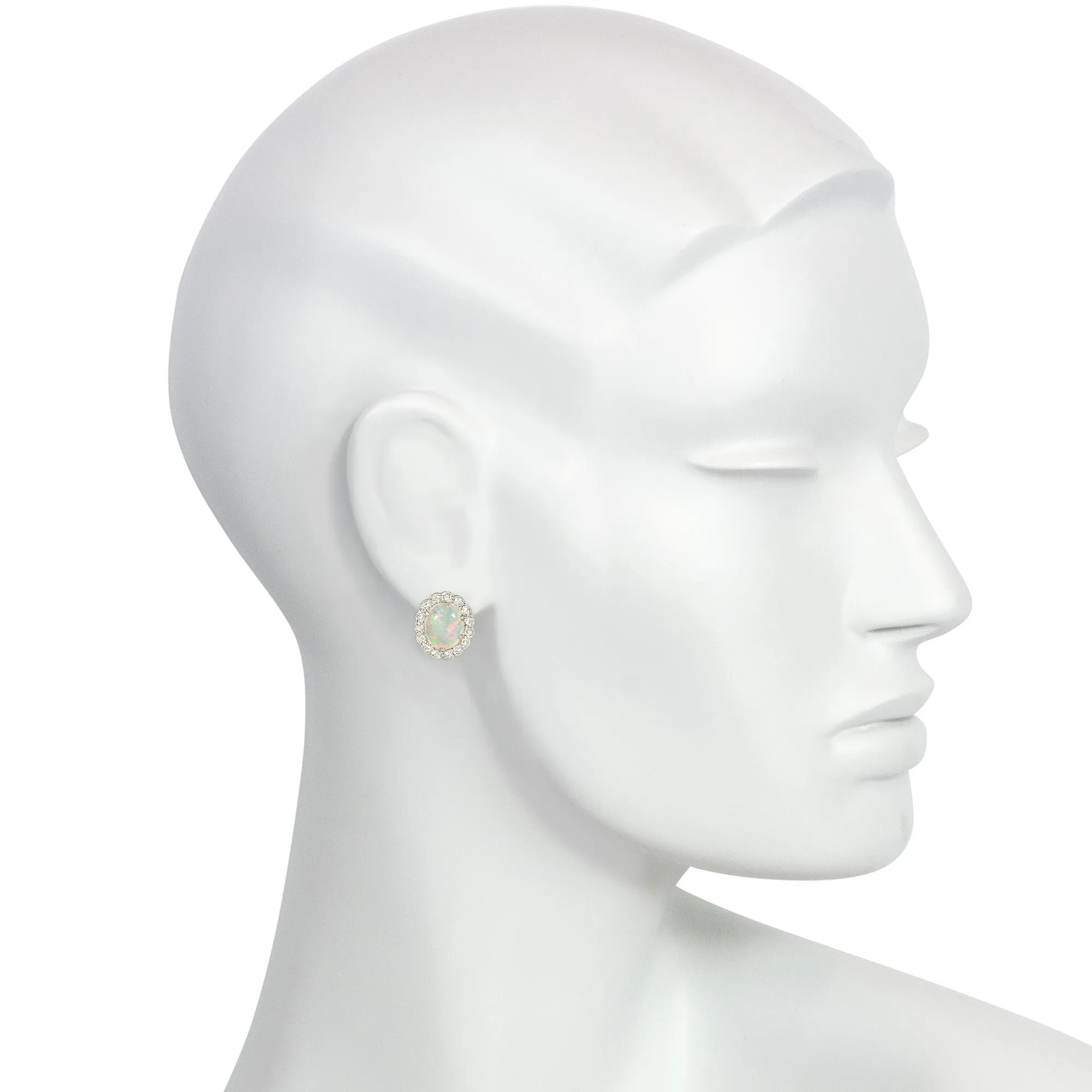 Antique diamond and opal cluster earrings