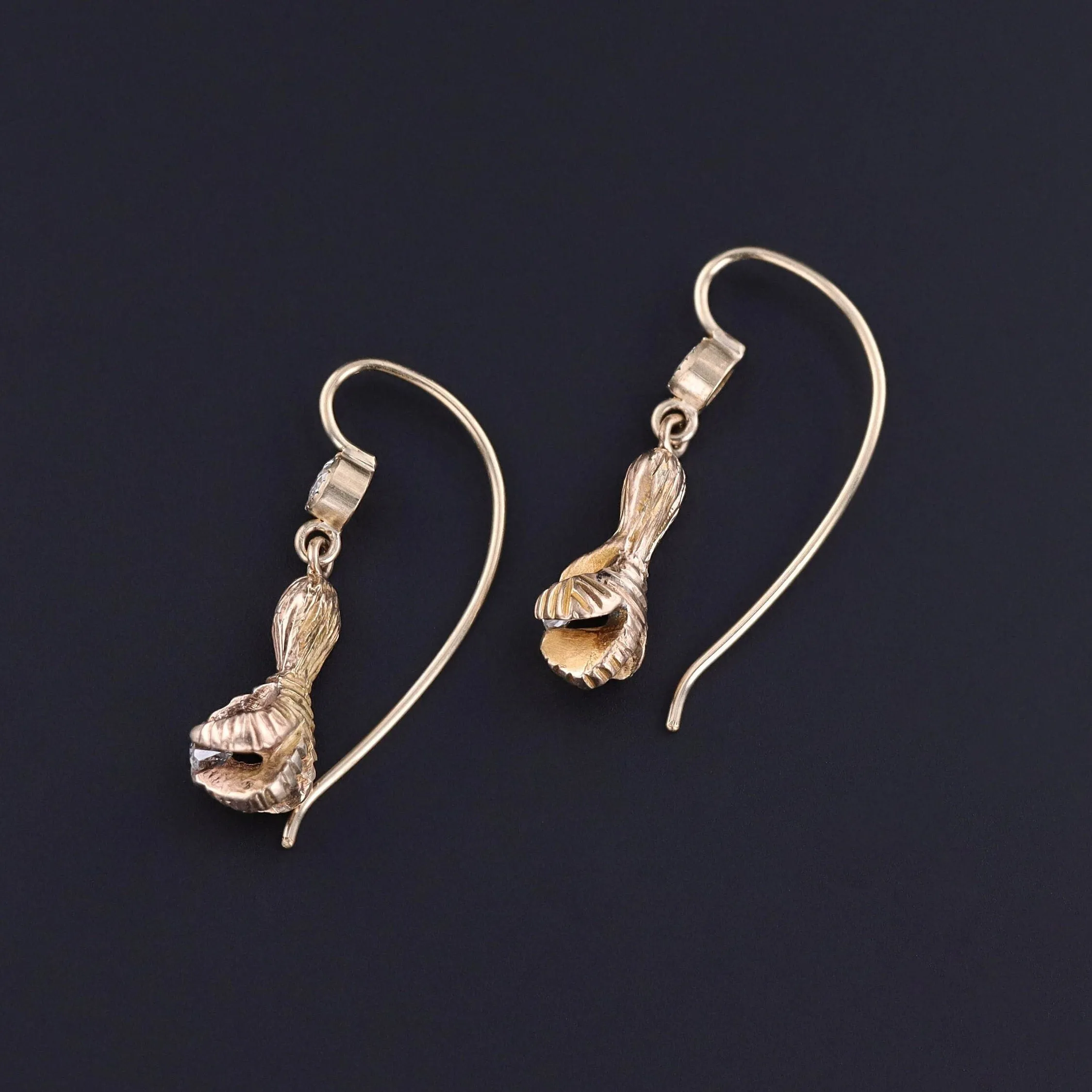 Antique Diamond Talon Conversion Earrings