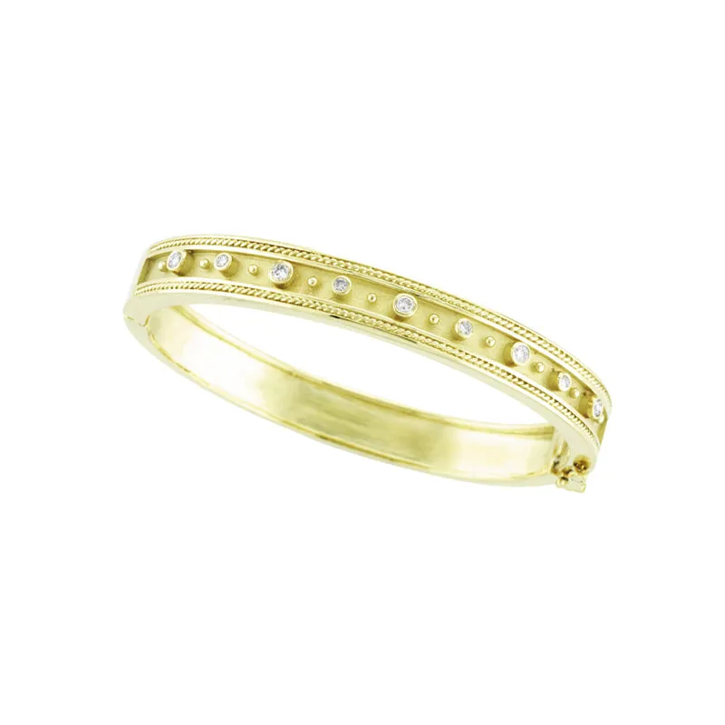 ANTIQUE STYLE DIAMOND BANGLE BRACELET, 14K WHITE GOLD 14K GOLD (0.4 CTW)