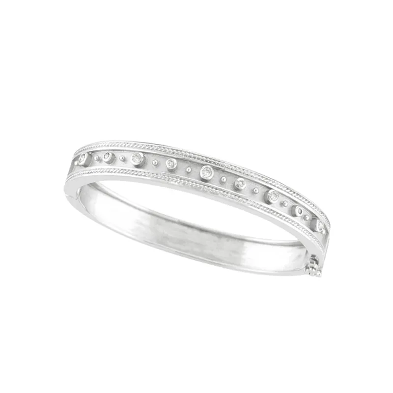 ANTIQUE STYLE DIAMOND BANGLE BRACELET, 14K WHITE GOLD 14K GOLD (0.4 CTW)