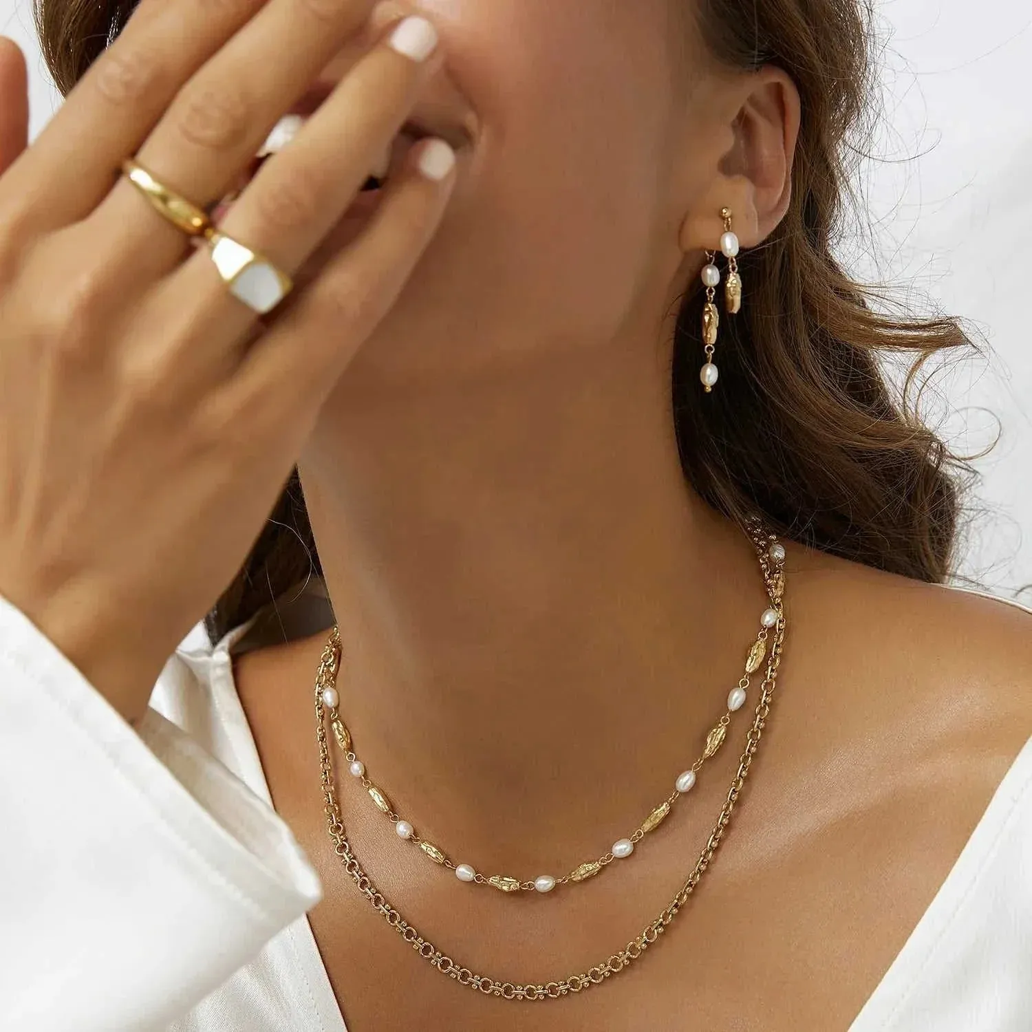 Arms of Eve Mimi Pearl and Gold Earrings