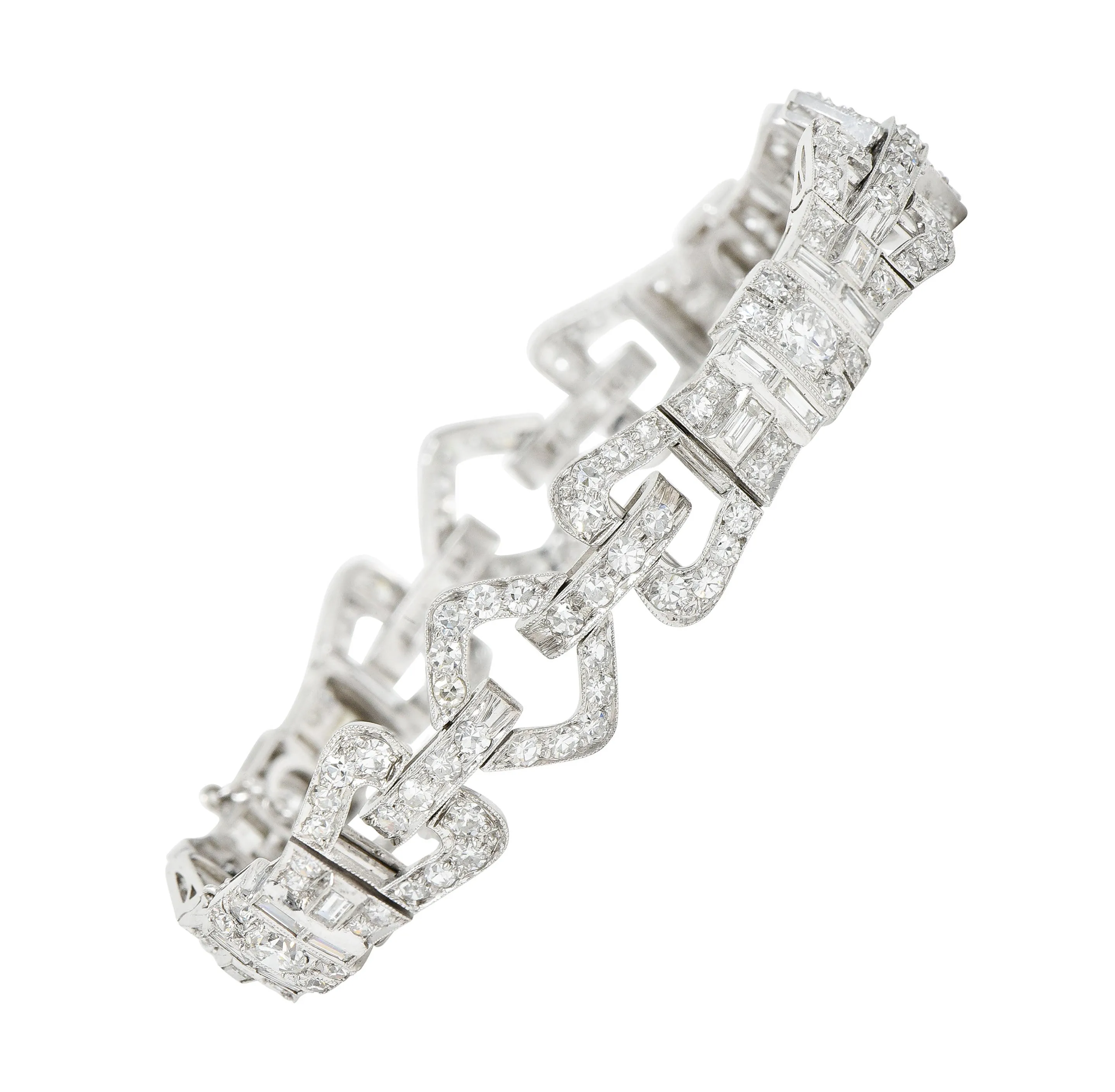 Art Deco 6.15 CTW Diamond Platinum Buckle Link Bracelet