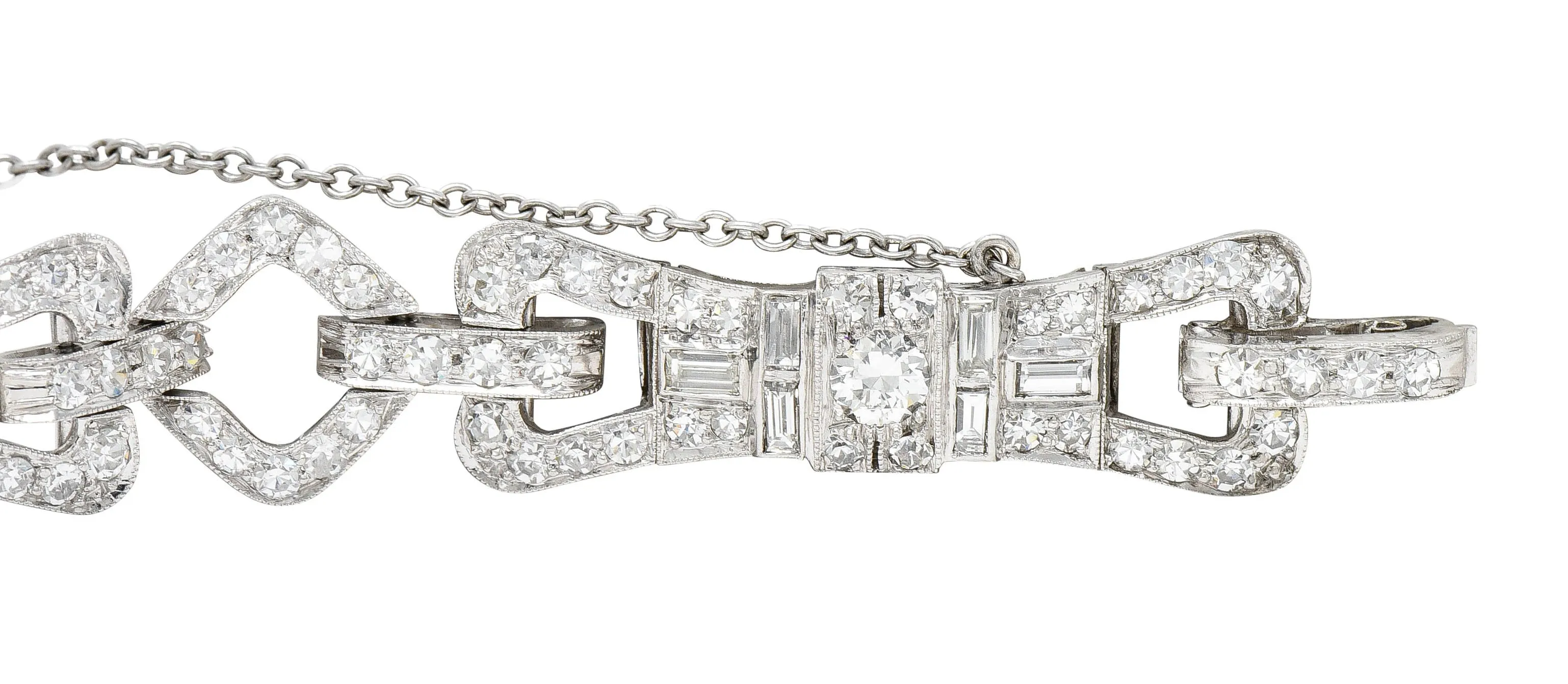 Art Deco 6.15 CTW Diamond Platinum Buckle Link Bracelet