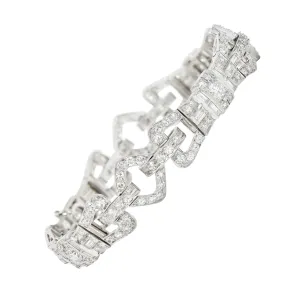Art Deco 6.15 CTW Diamond Platinum Buckle Link Bracelet