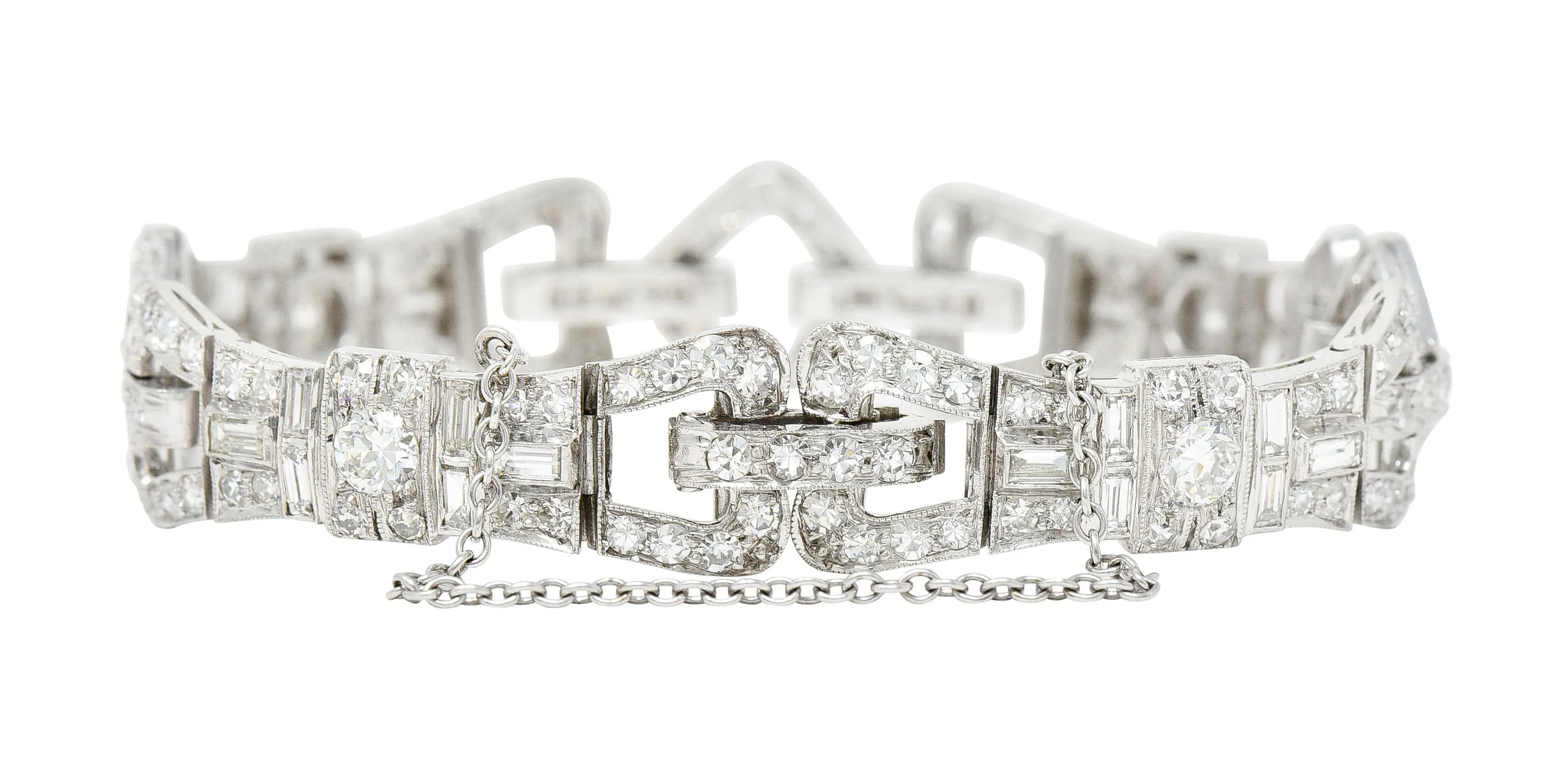 Art Deco 6.15 CTW Diamond Platinum Buckle Link Bracelet